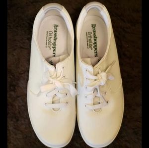 White leather nursing shoes